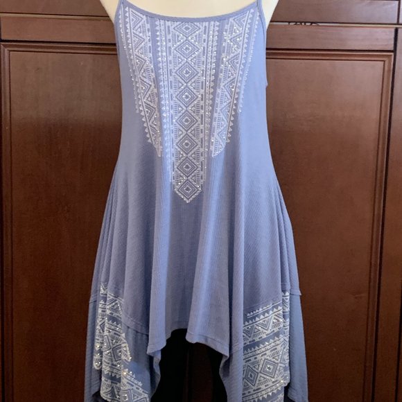 Vocal Waffle Knit Blue Studded Dress - Picture 1 of 6